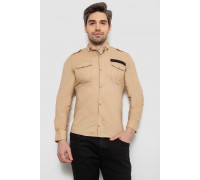 Рубашка мужская однотонная с принтом, цвет бежевый, 186R02