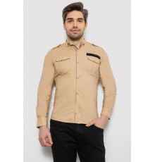 Рубашка мужская однотонная с принтом, цвет бежевый, 186R02