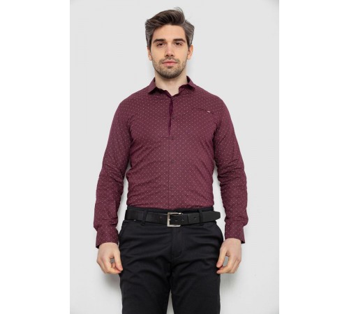Рубашка мужская однотонная с принтом, цвет сливовый, 186R2008