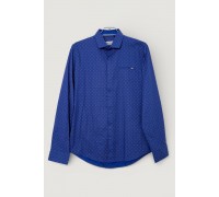 Рубашка мужская однотонная с принтом, цвет электрик, 186R2008