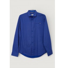 Сорочка чоловіча однотонна з принтом, колір електрик, 186R2008