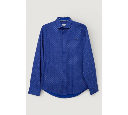 Рубашка мужская однотонная с принтом, цвет электрик, 186R2008