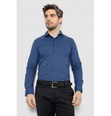 Рубашка мужская однотонная с принтом, цвет синий, 186R2011