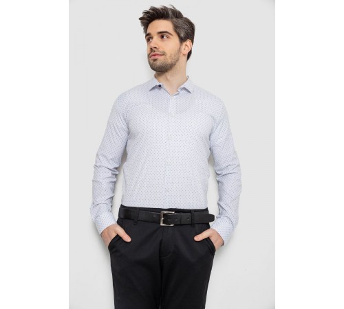 Рубашка мужская однотонная с принтом, цвет белый, 186R2081