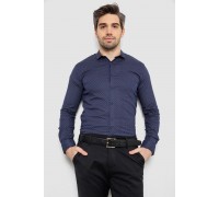 Рубашка мужская однотонная с принтом, цвет темно-синий, 186R2097