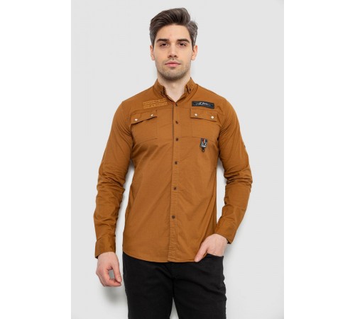 Рубашка мужская, цвет коричневый, 186R01-1