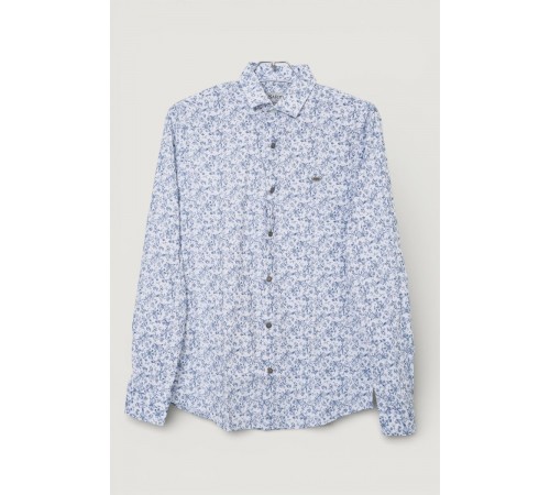 Рубашка мужская однотонная с принтом, цвет белый, 186R2115