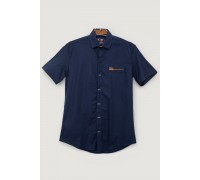 Чоловіча сорочка однотонна, колір темно-синій, 186R7008