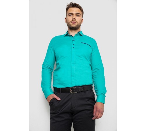Рубашка мужская, цвет бирюзовый, 214R7002