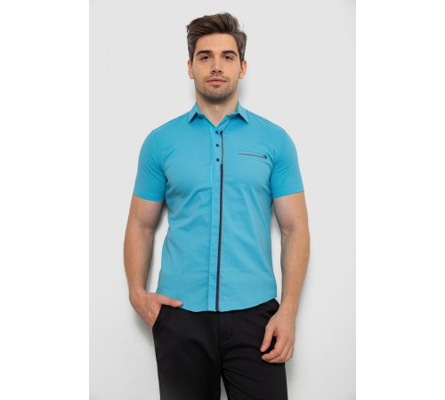 Рубашка мужская с принтом, цвет голубой, 214R7017