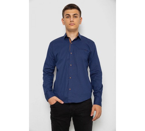 Рубашка мужская с принтом, цвет синий, 214R7045