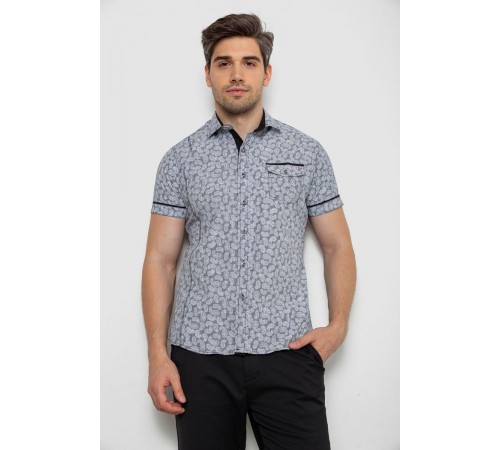 Рубашка мужская с коротким рукавом, цвет черный, 214RG601