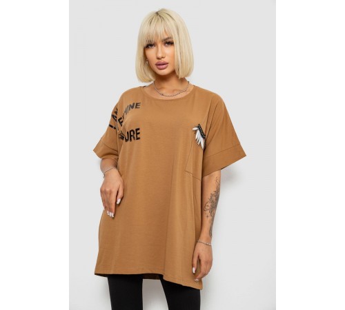 Футболка жіноча з принтом, колір коричневий, 244R2511