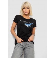 Футболка жіноча з принтом, колір чорний, 244R1006