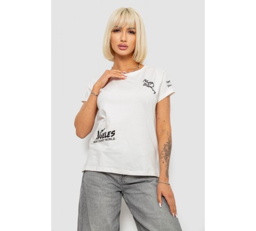 Футболка жіноча з принтом, колір молочний, 244R1014