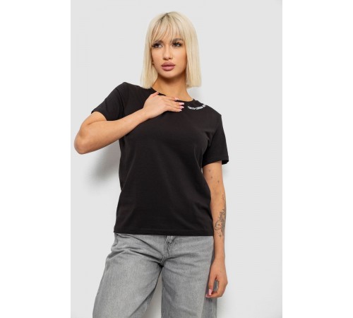 Футболка женская с принтом, цвет черный, 244R1043-5