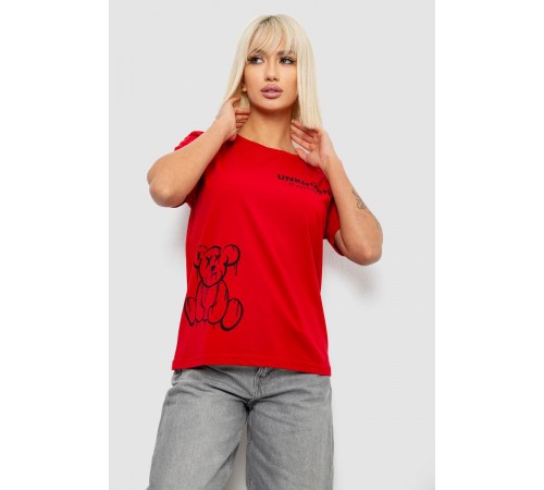 Футболка жіноча з принтом, колір червоний, 244R2001-5
