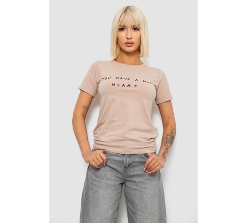 Футболка жіноча з принтом, колір бежевий, 244R2002