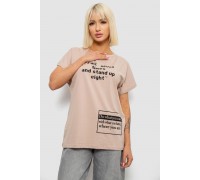 Футболка женская с принтом, цвет мокко, 244R2004