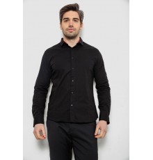Рубашка мужская однотонная, цвет черный, 186R2066 Рубашка мужская однотонная, цвет черный, 186R2066