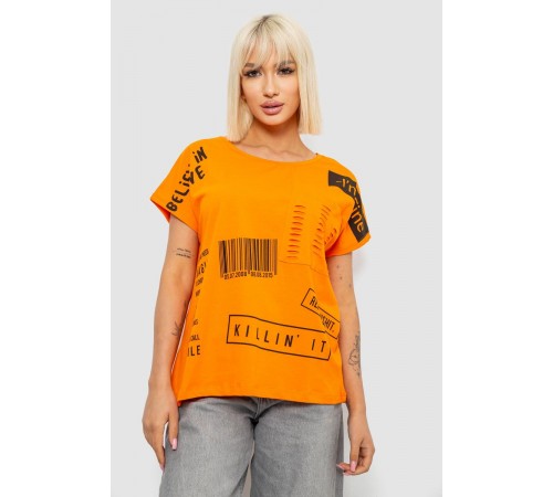 Футболка жіноча з принтом, колір помаранчевий, 244R2013-8