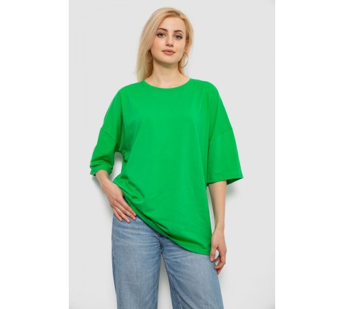 Футболка жіноча однотонна, колір зелений, 244R2023