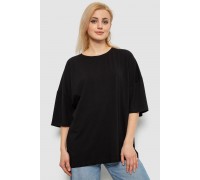 Футболка женская однотонная, цвет черный, 244R2023