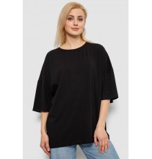 Футболка жіноча однотонна, колір чорний, 244R2023