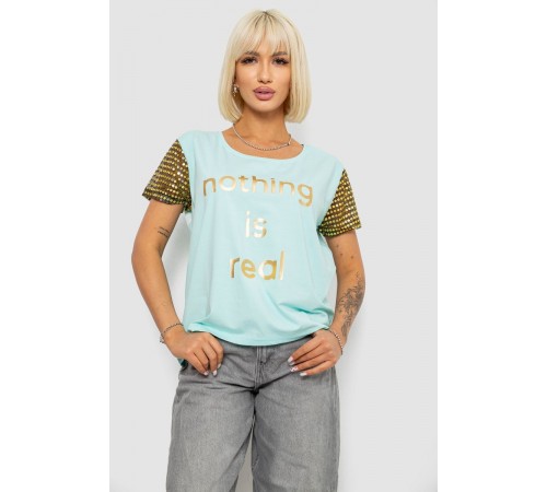 Футболка жіноча з принтом, колір м'ятний, 244R2047