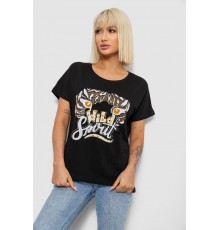 Футболка жіноча з принтом, колір чорний, 244R2065
