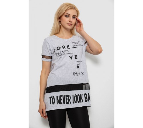 Футболка жіноча з принтом, колір сірий, 244R2081