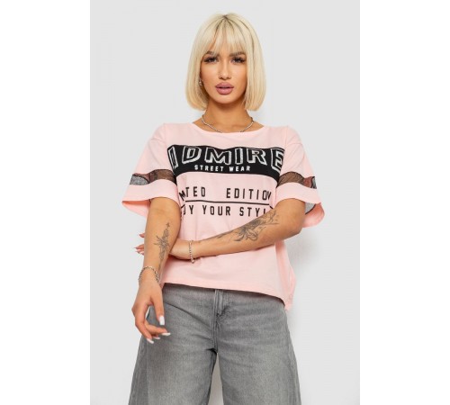 Футболка жіноча з принтом, колір персиковий, 244R2153-5