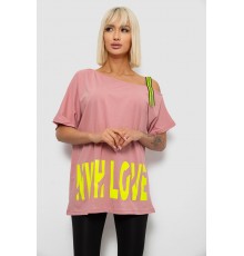 Футболка жіноча з принтом, колір пудровий, 244R2158