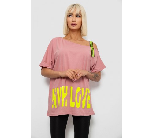 Футболка жіноча з принтом, колір пудровий, 244R2158