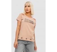 Футболка жіноча з принтом, колір бежевий, 244R2232