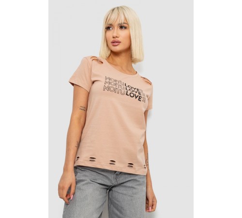Футболка жіноча з принтом, колір бежевий, 244R2232