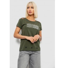 Футболка женская с принтом, цвет хаки, 244R2232