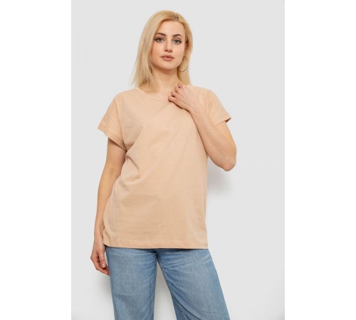 Футболка жіноча однотонна, колір бежевий, 244R2300