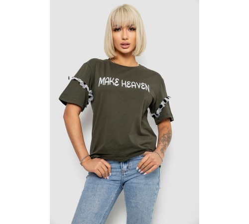 Футболка женская с принтом, цвет хаки, 244R2351