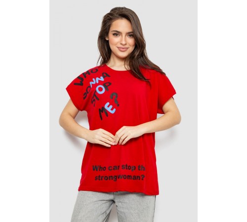 Футболка жіноча з принтом, колір червоний, 244R3001