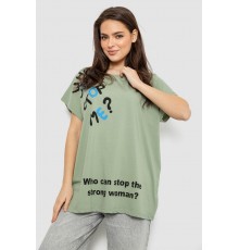 Футболка жіноча з принтом, колір оливковий, 244R3001