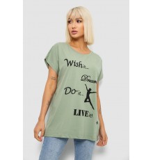 Футболка жіноча з принтом, колір оливковий, 244R3004