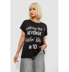 Футболка жіноча з принтом, колір чорний, 244R3013-5