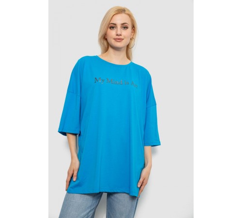 Футболка жіноча з принтом, колір бірюзовий, 244R3015