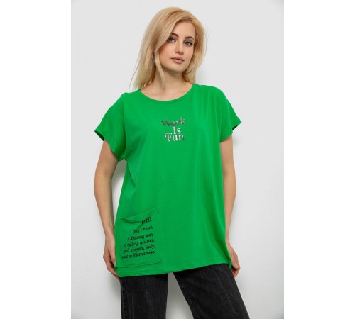 Футболка жіноча з принтом, колір зелений, 244R3017
