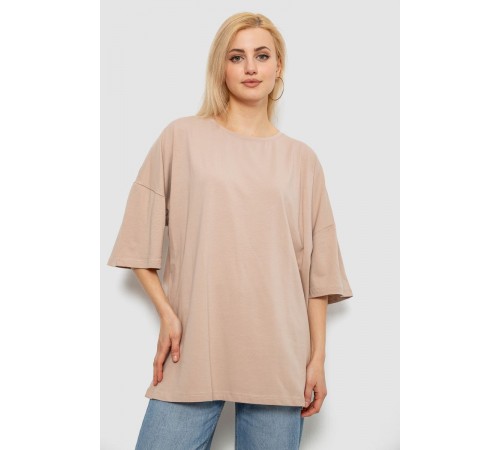 Футболка жіноча однотонна, колір бежевий, 244R3018