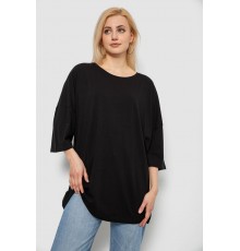 Футболка жіноча однотонна, колір чорний, 244R3018