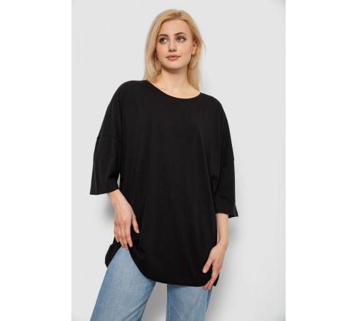 Футболка женская однотонная, цвет черный, 244R3018