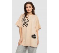 Футболка жіноча з принтом, колір бежевий, 244R4002-2