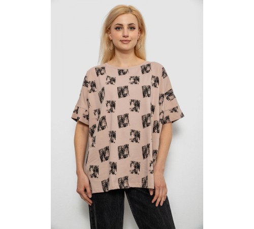 Футболка жіноча з принтом, колір бежевий, 244R4015